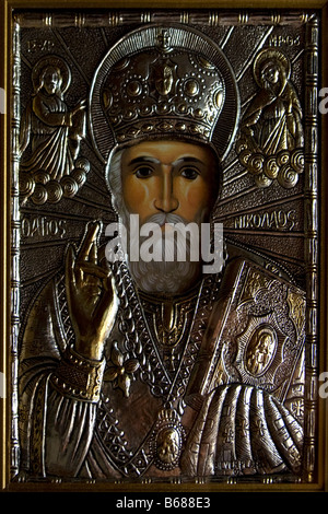 Icona di St Nicholas Samos Grecia Foto Stock