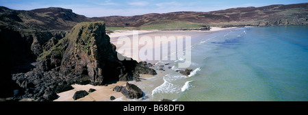 Traigh Geiraha, Garry beach e lo stack Tolsta del Nord, isola di Lewis, Ebridi Esterne, Western Isles, Scotland, Regno Unito Foto Stock