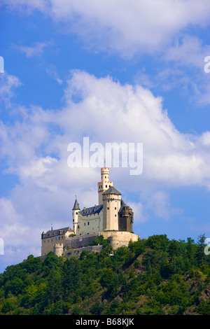 Il Marksburg Castle sopra il fiume Reno, Germania Foto Stock