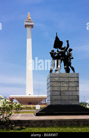 Indipendenza Memorial e il Monumento Nazionale di Giacarta Foto Stock