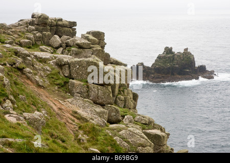 Land's End in Cornovaglia a sud-ovest di punta in Inghilterra Foto Stock