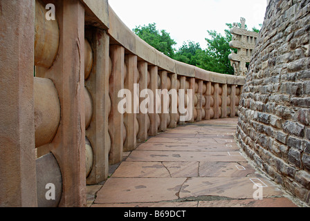 Stupa 1 o grande Stupa : Balaustra , Sanchi, Madhya Pradesh, India. Foto Stock