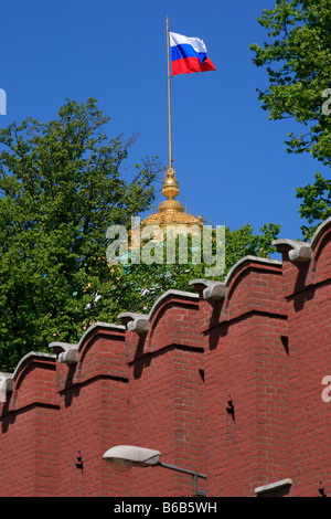 La bandiera russa volare sopra il Gran Palazzo del Cremlino a Mosca, Russia Foto Stock