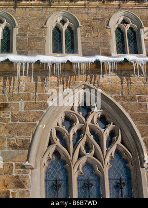 La cattedrale di Christ Church Dopo nevicate invernali in Fredericton Foto Stock