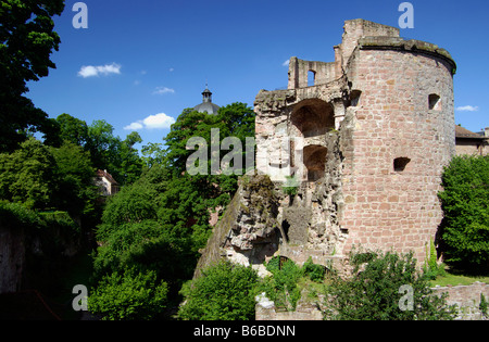 Il castello di Heidelberg torre difensiva Foto Stock