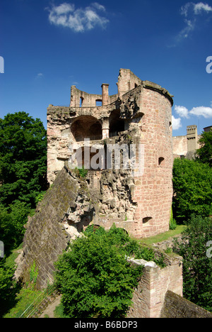 Il castello di Heidelberg torre difensiva Foto Stock