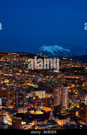 Panorama di notte La Paz in Bolivia Foto Stock