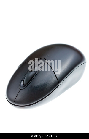 Black wireless optical mouse del computer con due pulsanti e una rotella di scorrimento Foto Stock