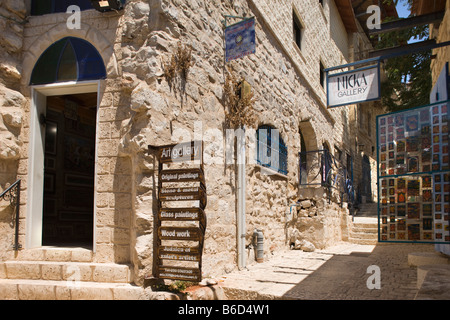 Gallerie d'arte artisti TRIMESTRE SAFED vecchio villaggio sulla collina Galilea superiore ISRAELE Foto Stock