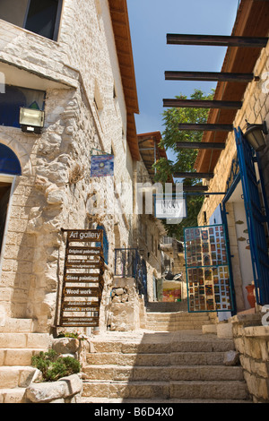 Gallerie d'arte artisti TRIMESTRE SAFED vecchio villaggio sulla collina Galilea superiore ISRAELE Foto Stock