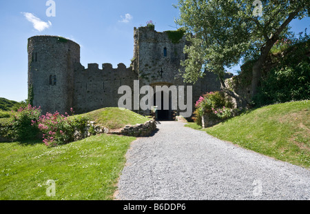 Manorbier Castle, Pembrokeshire Foto Stock