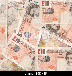 Valuta britannica dieci pound note Foto Stock