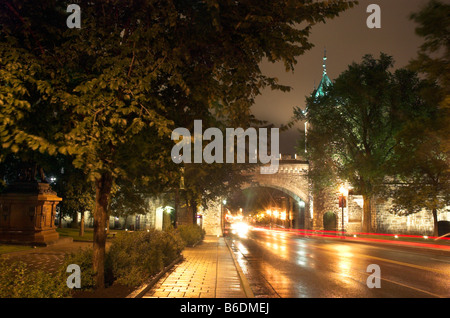 Porte St Louis in Quebec City pareti di notte Foto Stock