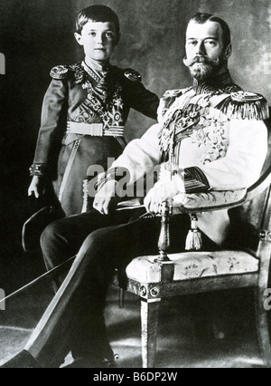 TSAR Nicholas II e suo figlio il Tsarevich Alexis Foto Stock