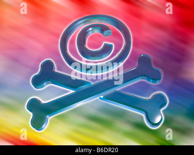 Copyright la pirateria, concettuale computer grafica. Foto Stock