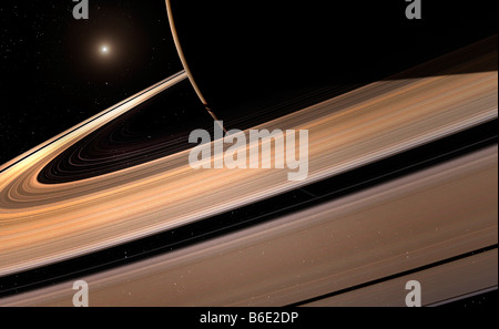 Gli anelli di Saturno. Illustrazioni degli anelli di Saturno, che sono composti principalmente di ghiaccio e le particelle di polvere Foto Stock
