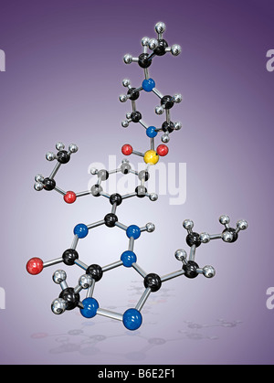 Levitra. Il modello molecolare del farmaco vardenafil,commercializzato sotto il marchio Levitra. Foto Stock