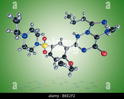 Levitra. Il modello molecolare del farmaco vardenafil, commercializzato sotto il marchio Levitra. Foto Stock