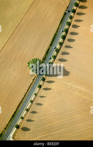 Fotografia aerea dell'autostrada tra Duesseldorf e Heiligenhaus, Renania settentrionale-Vestfalia, Germania, Europa Foto Stock