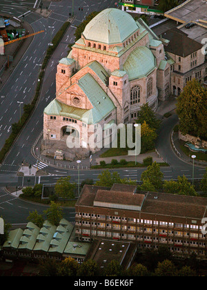 Fotografia aerea, sinagoga nel centro della città, memorial, Essen, la zona della Ruhr, Renania settentrionale-Vestfalia, Germania, Europa Foto Stock