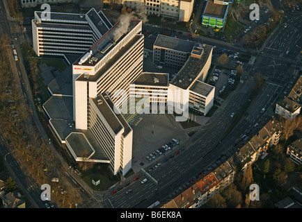 Fotografia aerea, EON Ruhrgas, sede, fornitura di gas e di energia di alimentazione, società multi-storey edificio per uffici, Essen, la zona della Ruhr, N Foto Stock