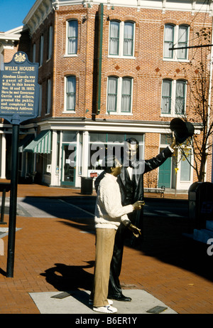 La scultura "visita di ritorno' in Lincoln Square, Gettysburg, Pennsylvania Foto Stock