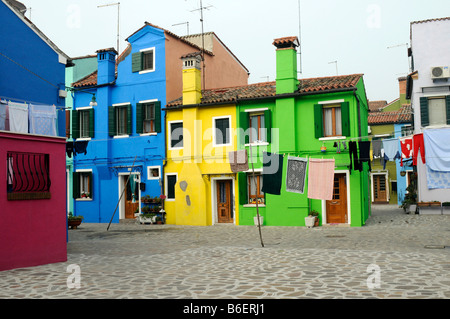 Tipiche case colorate di Burano, Venezia Venecia, Italia, Europa Foto Stock