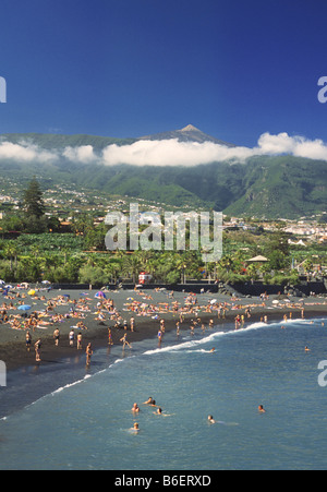 Playa Jardin, Isole Canarie, Tenerife, Puerto De La Cruz Foto Stock