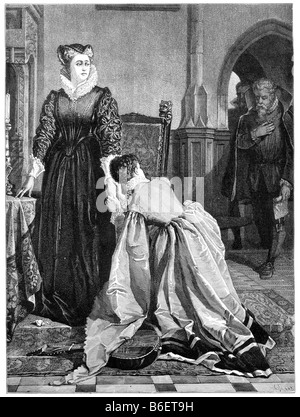 La regina Maria di Scozia ricevendo la sua condanna a morte del XIX secolo illustrazione Foto Stock