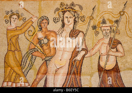 Bacchus mosaico romano regionale Museo di Archeologia di ALCALA DE HENARES Madrid Spagna Foto Stock