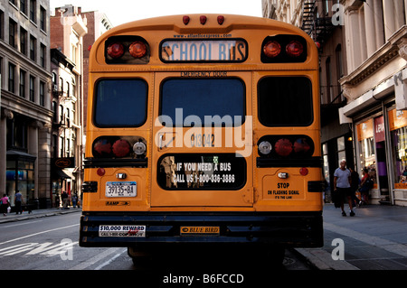 American School bus dal retro, New York City, Stati Uniti d'America Foto Stock