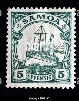 Nave, francobollo, Samoa, 1910s Foto Stock