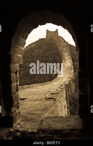 La Grande Muraglia della Cina da Jinshanling a Simatai nella provincia di Hebei. Foto Stock