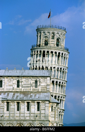 Torre pendente di Pisa, il Campanile, il Duomo di Santa Maria Assunta, il Campo dei Miracoli, Pisa, Toscana, Italia, Europa Foto Stock