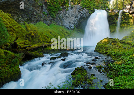 Sahalie cade sul fiume McKenzie, la cascata di gamma, Oregon, Stati Uniti d'America Foto Stock