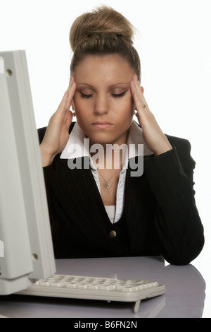 Lavoratore di ufficio o business donna ha sottolineato Foto Stock