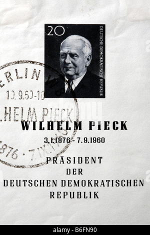 Wilhelm Pieck, Presidente della Germania dell est della Repubblica Democratica Tedesca (1949-1960), francobollo, Germania Foto Stock