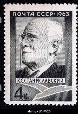 Konstantin (Constantin) Stanislavski (Stanislavsky), teatro russo e agente innovatore (1863-1938), francobollo, URSS, 1963 Foto Stock