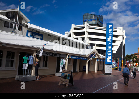 Il Museo Marittimo, tra Princes Wharf e porto di Viaduct e il quartiere centrale degli affari di Auckland, Nuova Zelanda Foto Stock