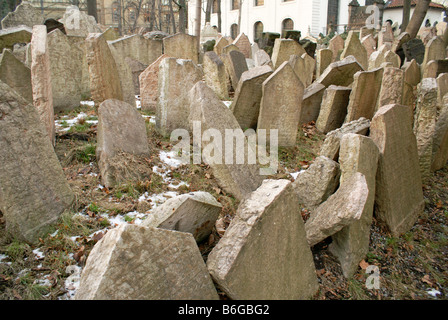 Antico Cimitero Ebraico di Praga, Repubblica Ceca Foto Stock