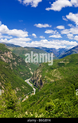 Il Fiume Valle Tinee nelle Alpes Maritimes montagne francesi, Provenza, Francia Foto Stock