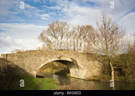 Ponte di pietra sul Oxford Canal vicino Heyford inferiore Oxfordshire England Regno Unito Foto Stock