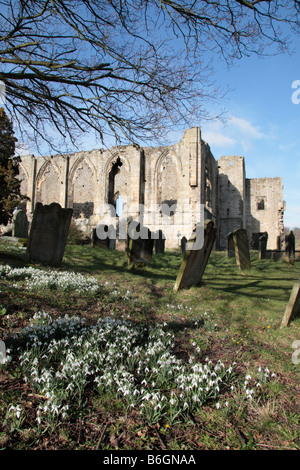 Easby Abbey visto dal cimitero accanto a Sant'Agata s chiesa Richmond North Yorkshire Foto Stock