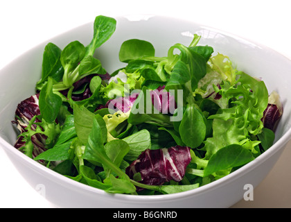 Insalata mista nel piatto bianco Foto Stock