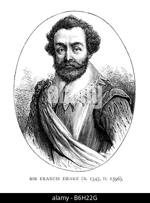 Sir Francis Drake ritratto del XIX secolo illustrazione Foto Stock