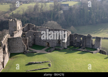 Vista la rovina di Scollands Hall dal mantenere in Richmond Castle Richmond North Yorkshire Foto Stock