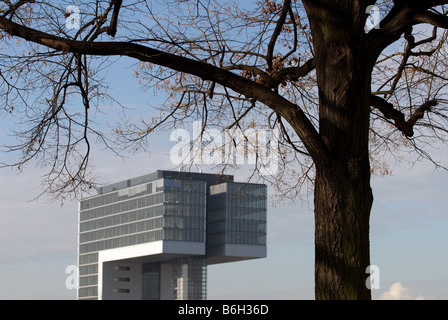 Il Kranhaus (gru casa), un prestigioso sviluppo ufficio accanto al fiume Reno, Colonia, nella Renania settentrionale-Vestfalia (Germania). Foto Stock