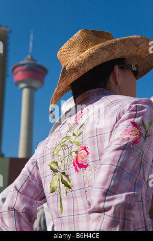 Ragazza indossando Stetson Calgary Stampede Alberta Canada Foto Stock