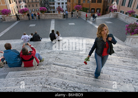 La Scalinata di piazza di Spagna salire dalla scalinata di Piazza di Spagna Roma Italia Foto Stock