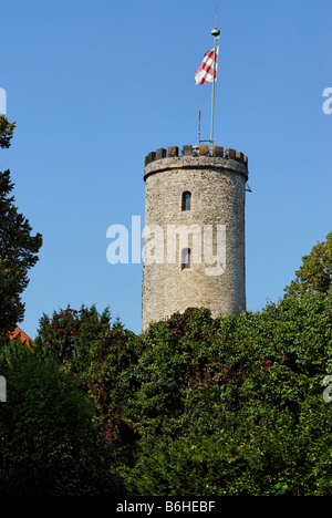 La torre del Castello di Sparrenburg nella città di Bielefeld Germania Foto Stock